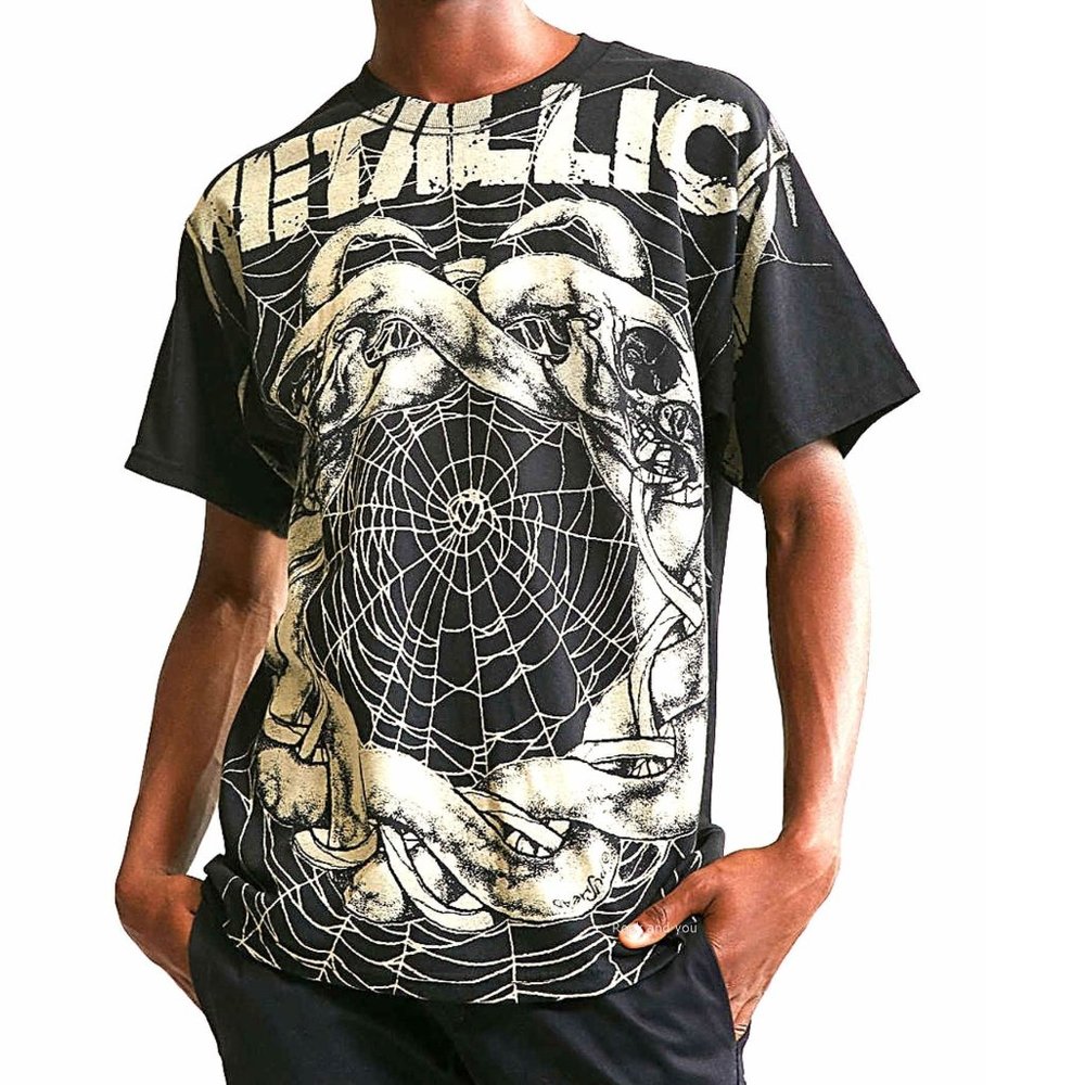 Metallica Logo Allover Pushead trash metal rock Official cotton T-Shirt M NWT